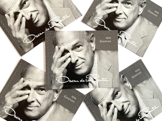 Unused Vintage Oscar de la Renta Black and White Photograph Stamps (ODLR, Fashion Designer Portrait) USPS Postage Forever Stamp - Heritage Post House