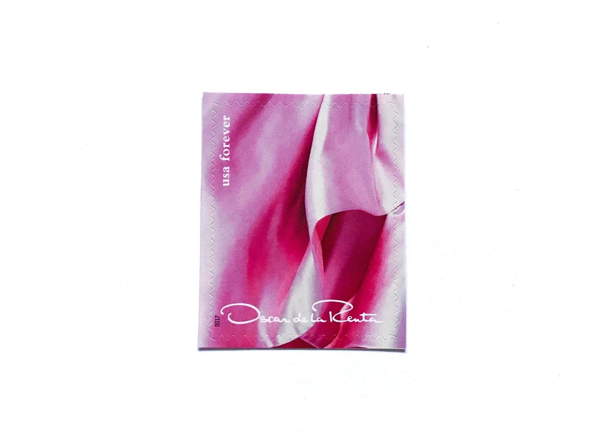 Unused Vintage Oscar de la Renta Pink Dress Stamps (ODLR, Fashion Designer) USPS Postage Forever Stamp - Heritage Post House