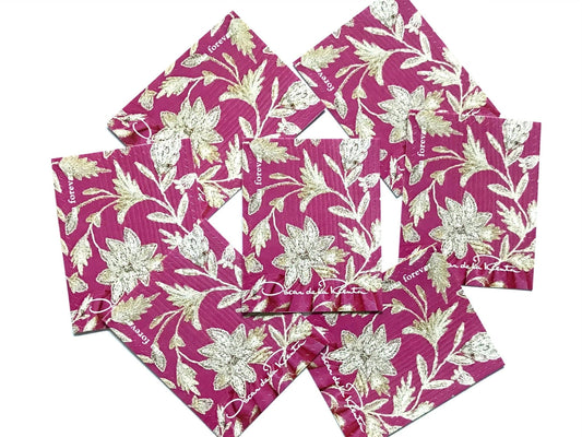 Unused Vintage Oscar de la Renta Pink with Gold Floral Fabric Stamps (ODLR, Fashion Designer) USPS Postage Forever Stamp - Heritage Post House