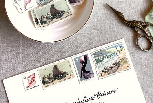 Vintage Unused Beach Postage Set of 7 Stamps (For Letters Weighing 1 - ounce, Nautical, Coastal, Marine) USPS Postage 75c - Heritage Post House