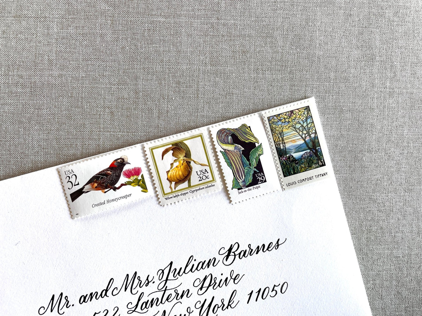 Vintage Unused Botanical Nature Postage Set of 4 Stamps (For Letters Weighing 2 - ounces ea., Flowers, Wedding) USPS Postage $1.22 per set - Heritage Post House