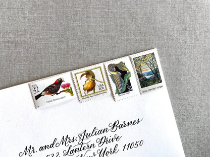 Vintage Unused Botanical Nature Postage Set of 4 Stamps (For Letters Weighing 2 - ounces ea., Flowers, Wedding) USPS Postage $1.22 per set - Heritage Post House