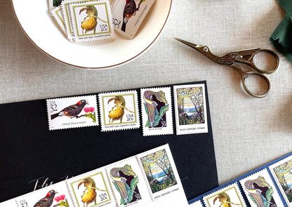 Vintage Unused Botanical Nature Postage Set of 4 Stamps (For Letters Weighing 2 - ounces ea., Flowers, Wedding) USPS Postage $1.22 per set - Heritage Post House