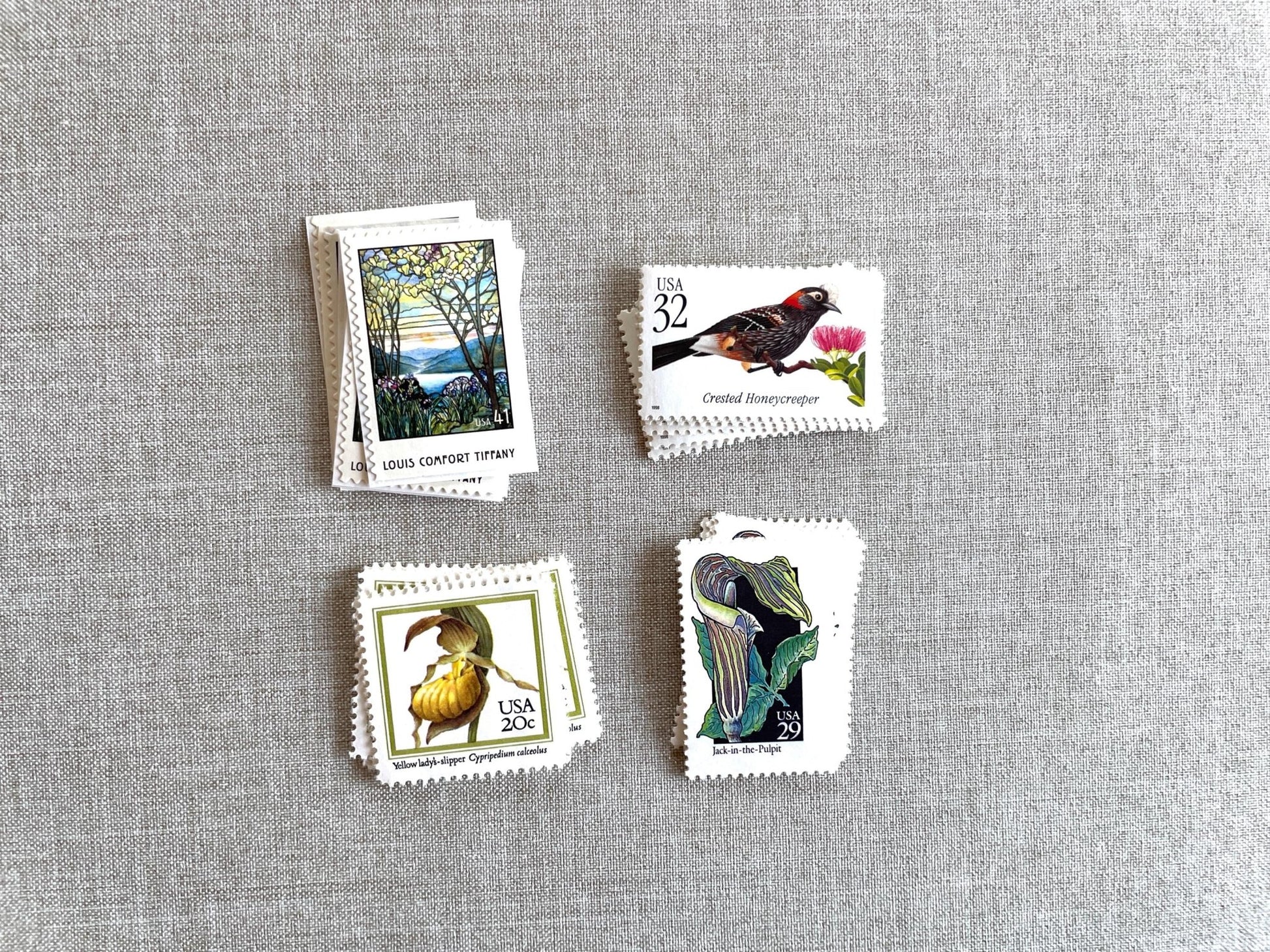 Vintage Unused Botanical Nature Postage Set of 4 Stamps (For Letters Weighing 2 - ounces ea., Flowers, Wedding) USPS Postage $1.22 per set - Heritage Post House