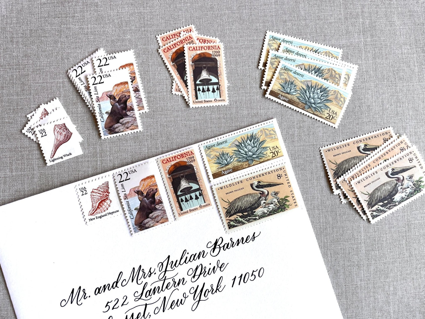Vintage Unused California Beach to Desert Postage Sets of 5 Stamps (For Letter Weighing 1 - ounce ea., Wedding, Save - the - Date) USPS Postage 78c per set - Heritage Post House