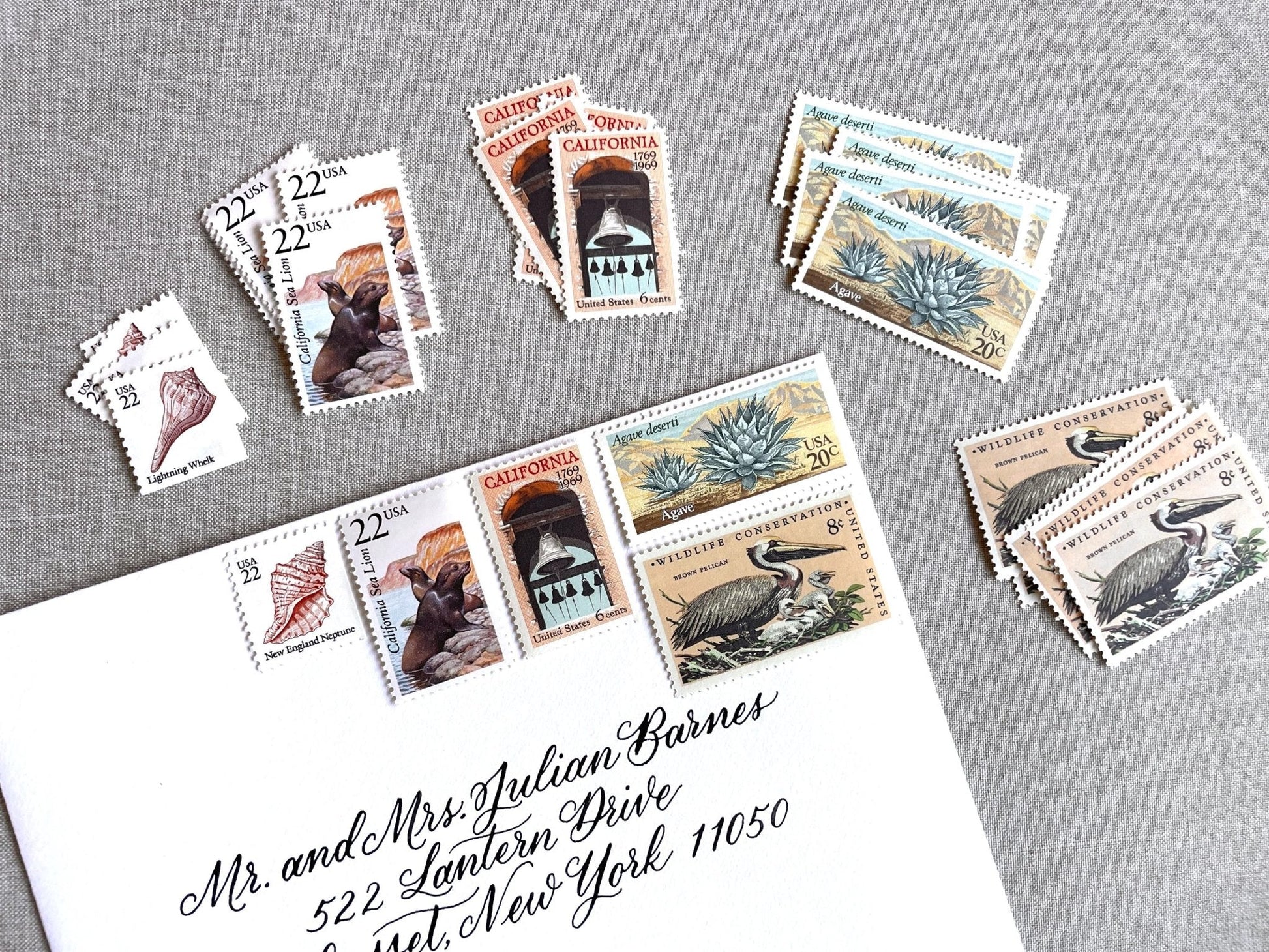 Vintage Unused California Beach to Desert Postage Sets of 5 Stamps (For Letter Weighing 1 - ounce ea., Wedding, Save - the - Date) USPS Postage 78c per set - Heritage Post House