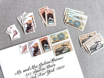 Vintage Unused California Beach to Desert Postage Sets of 5 Stamps (For Letter Weighing 1 - ounce ea., Wedding, Save - the - Date) USPS Postage 78c per set - Heritage Post House