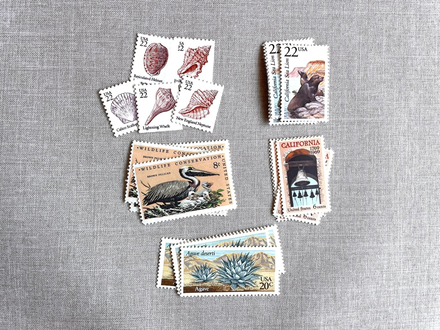 Vintage Unused California Beach to Desert Postage Sets of 5 Stamps (For Letter Weighing 1 - ounce ea., Wedding, Save - the - Date) USPS Postage 78c per set - Heritage Post House