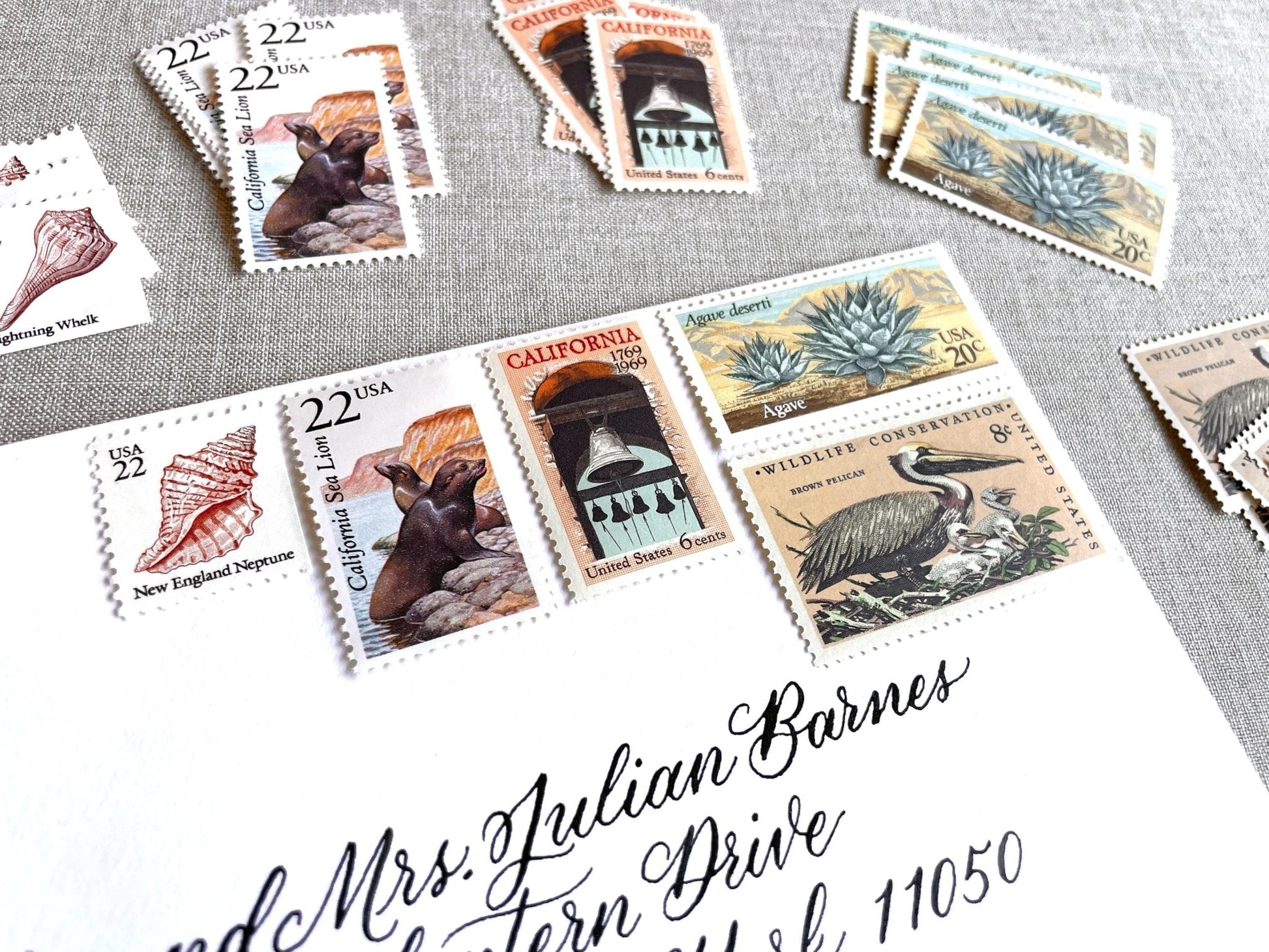 Vintage Unused California Beach to Desert Postage Sets of 5 Stamps (For Letter Weighing 1 - ounce ea., Wedding, Save - the - Date) USPS Postage 78c per set - Heritage Post House