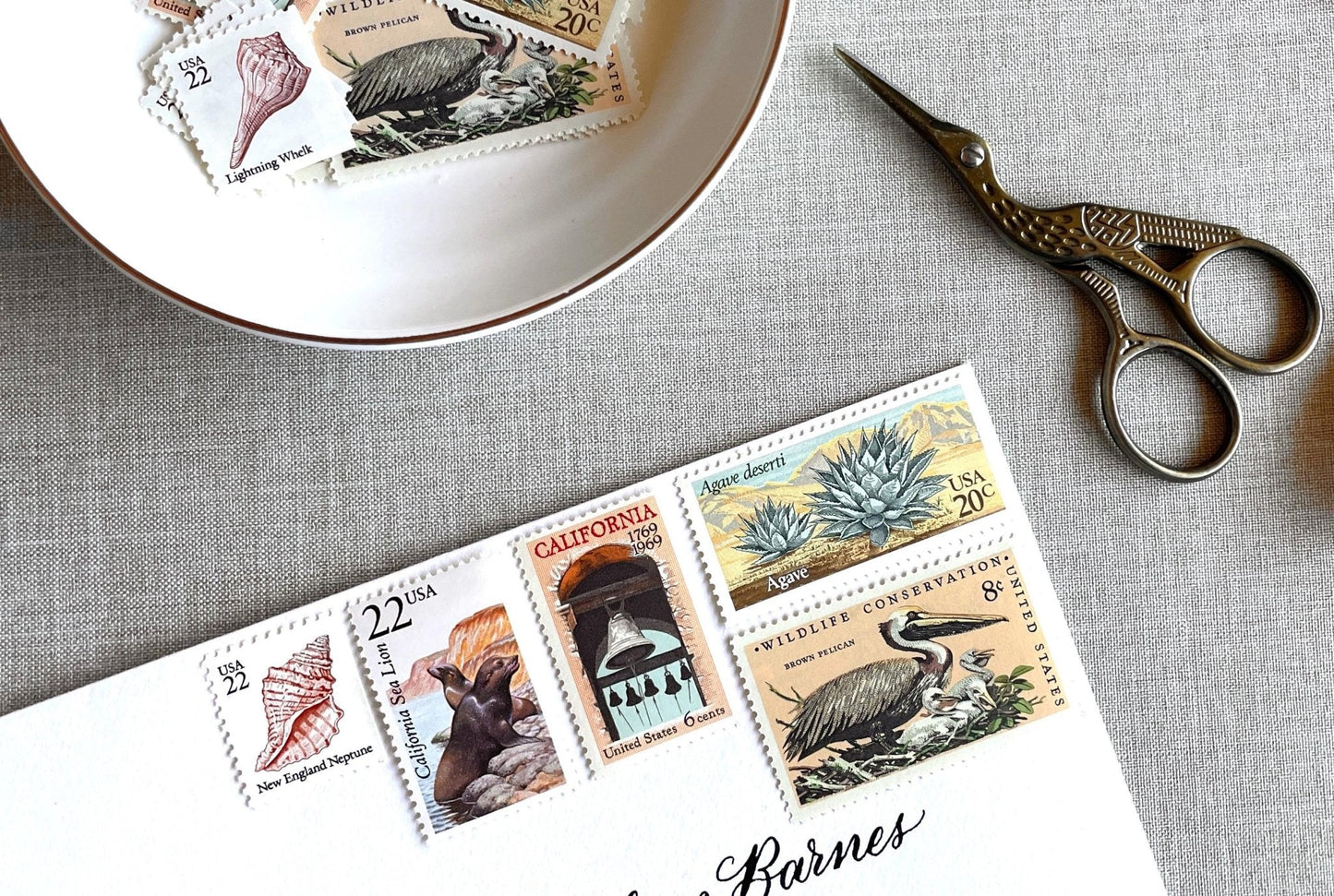 Vintage Unused California Beach to Desert Postage Sets of 5 Stamps (For Letter Weighing 1 - ounce ea., Wedding, Save - the - Date) USPS Postage 78c per set - Heritage Post House