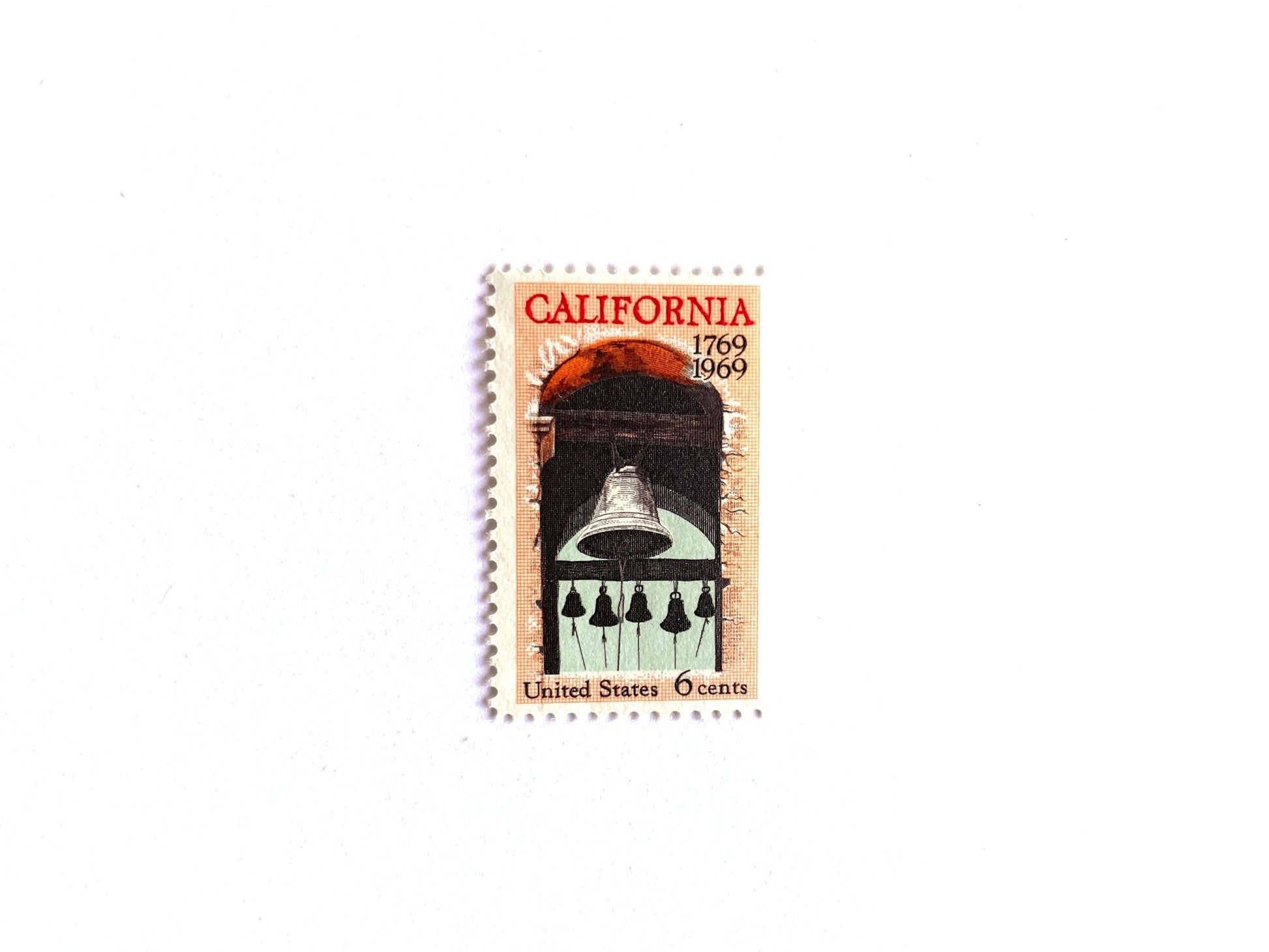 Vintage Unused California Settlement Stamps (Mission Bells), USPS Postage 6c - Heritage Post House