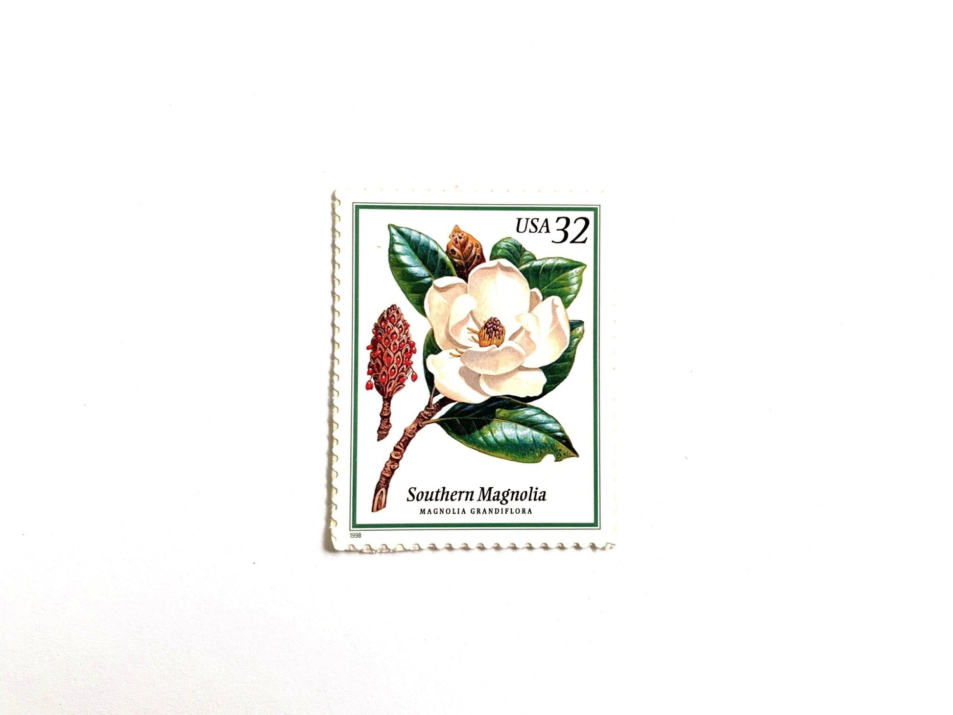 Vintage Unused Flowering Trees Southern Magnolia Stamps (Southern Flora, Louisiana and Mississippi State Flower) USPS Postage 32c - Heritage Post House