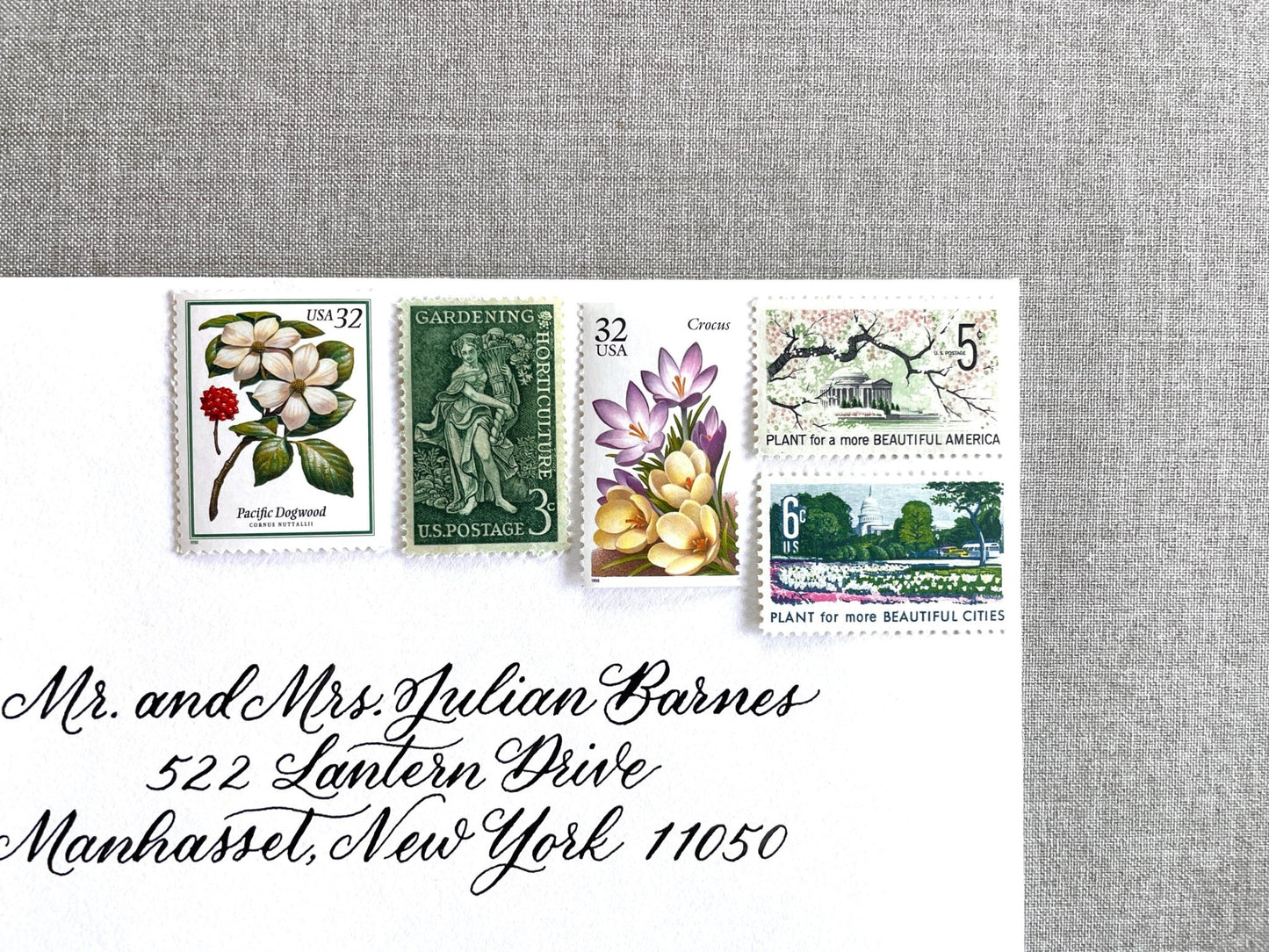 Vintage Unused Garden Botanical Postage Set of 5 Stamps (For Letters Weighing 1 - ounce ea., Flowers, Wedding) USPS Postage 78c per set - Heritage Post House