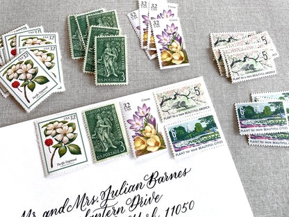 Vintage Unused Garden Botanical Postage Set of 5 Stamps (For Letters Weighing 1 - ounce ea., Flowers, Wedding) USPS Postage 78c per set - Heritage Post House