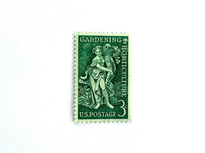 Vintage Unused Gardening & Horticulture Stamps (Cornucopia, Goddess, Vegetables, Green) USPS Postage 3c - Heritage Post House