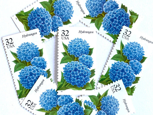 Vintage Unused Hydrangea Flower Stamps (The Seasonal Garden), USPS Postage 32c - Heritage Post House