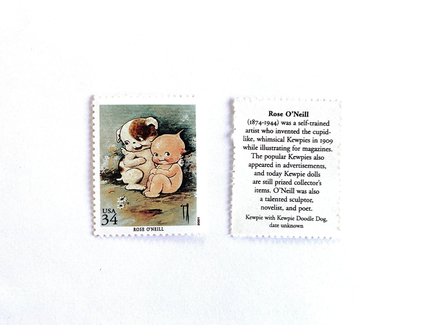 Vintage Unused Kewpie with Kewpiedoodle Dog Stamps (American Illustrators Rose O'Neill) USPS Postage 34c - Heritage Post House