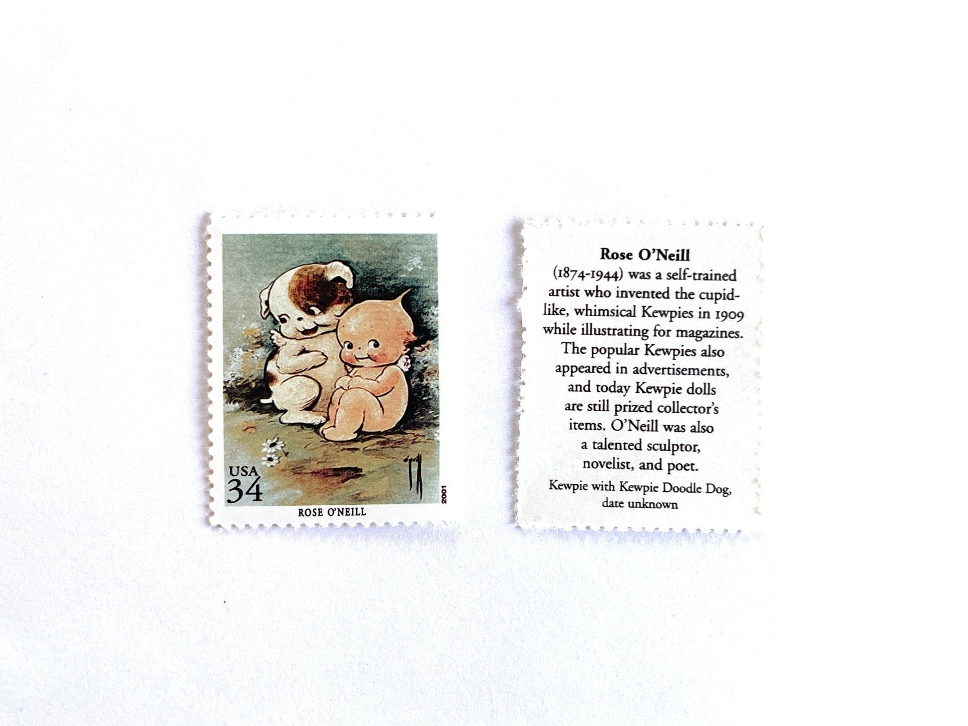 Vintage Unused Kewpie with Kewpiedoodle Dog Stamps (American Illustrators Rose O'Neill) USPS Postage 34c - Heritage Post House