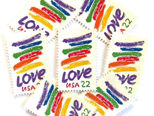 Vintage Unused Love Crayon Stamps (Love Series, Rainbow) USPS Postage 22c - Heritage Post House