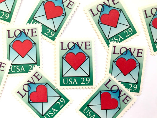 Vintage Unused Love Envelope Stamps (Love Series, Envelope and Heart) USPS Postage 29c - Heritage Post House