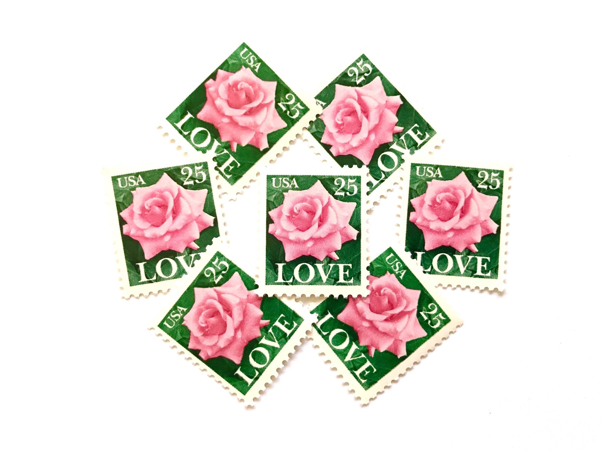Love Rose Stamps (Pink Rose) Vintage Unused USPS Postage 25c – Heritage ...