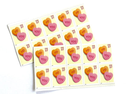 Vintage Unused Love Series Candy Hearts Stamps (Wedding, Valentine's Day, Sweetheart) USPS Postage 37c - Heritage Post House