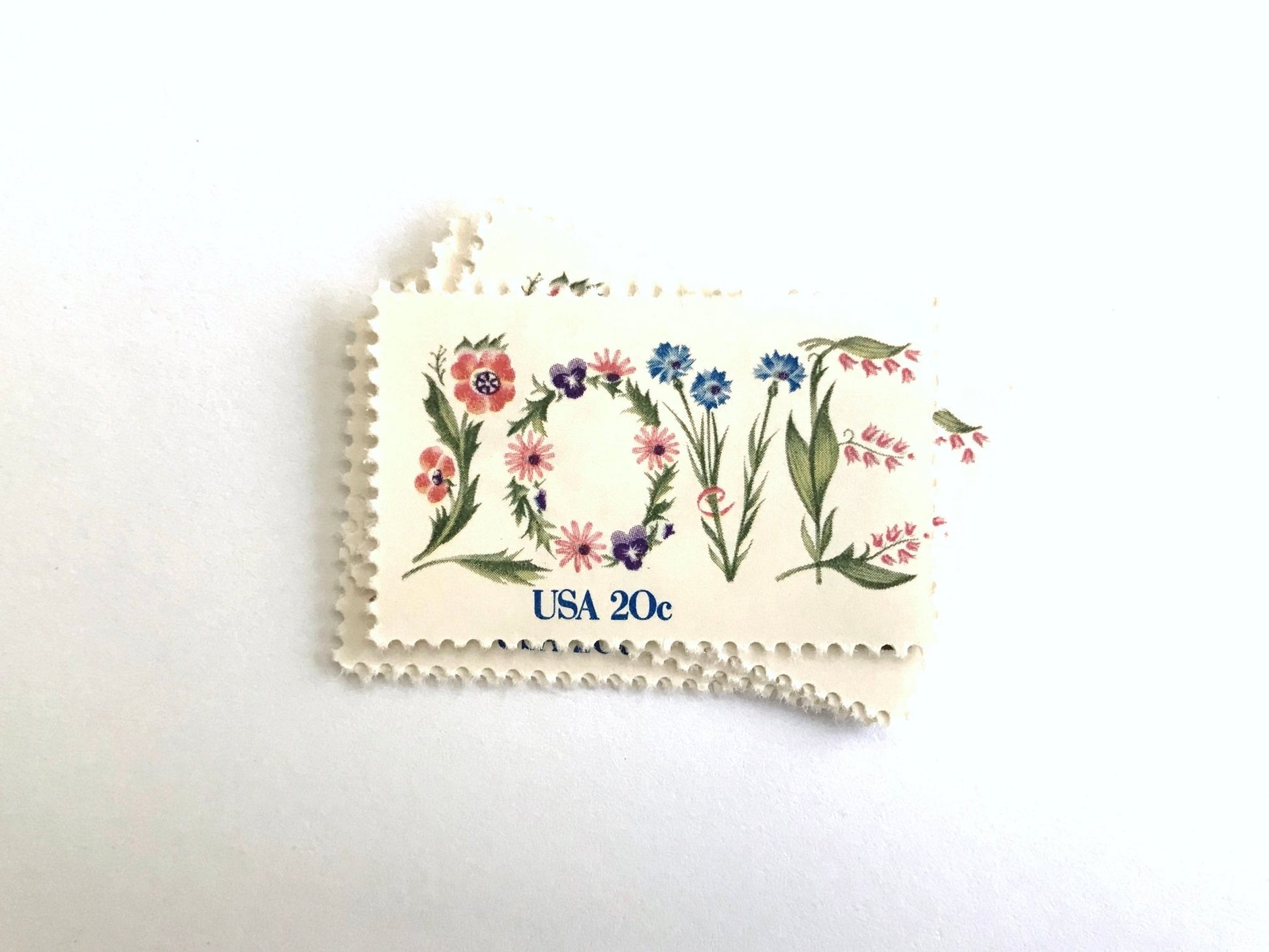 Vintage Unused Love Series Love Flowers Stamps (Botanical, Wedding, Bridal) USPS Postage 20c - Heritage Post House