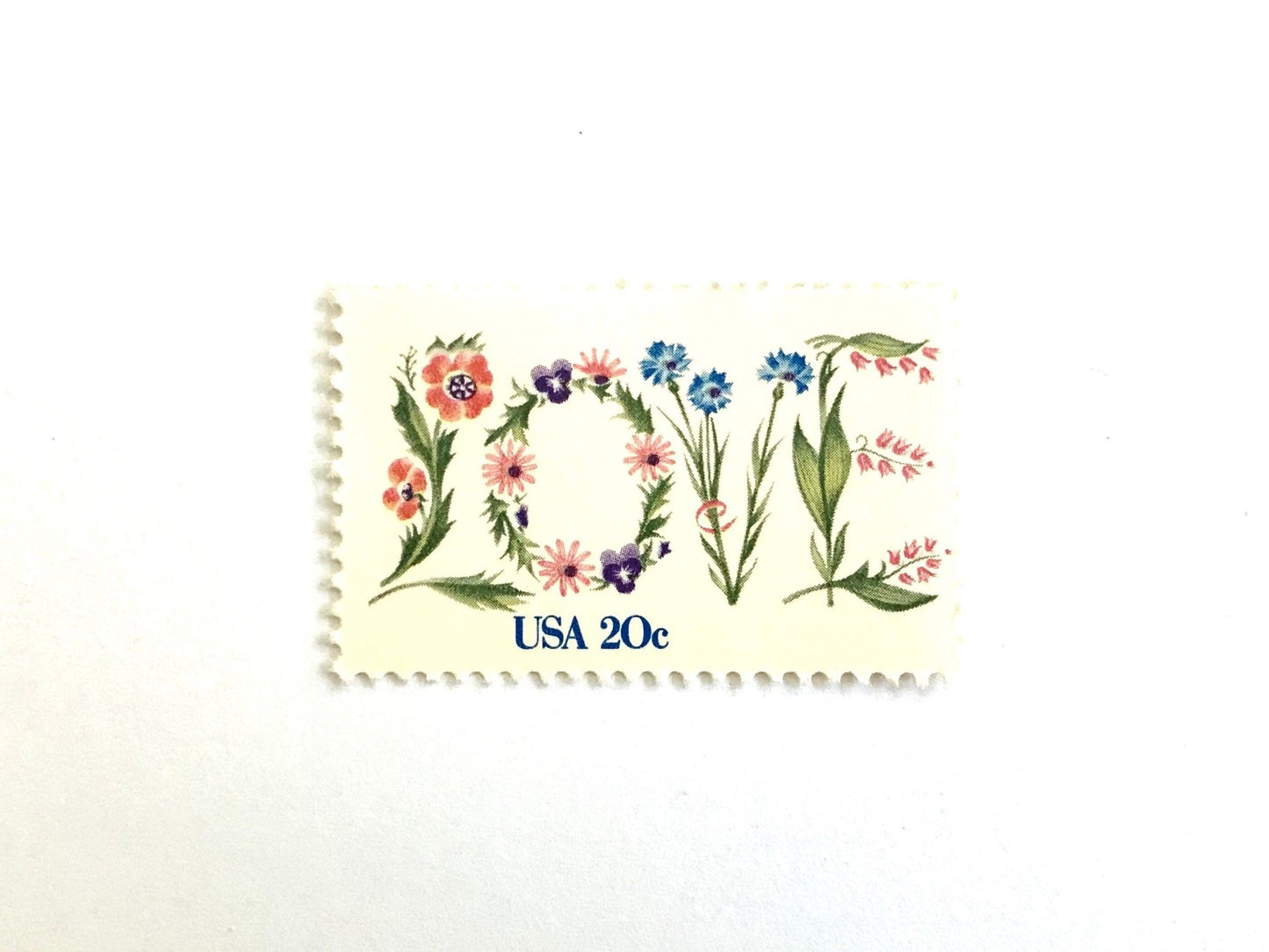 Vintage Unused Love Series Love Flowers Stamps (Botanical, Wedding, Bridal) USPS Postage 20c - Heritage Post House