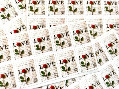 Vintage Unused Love Series Rose & Love Letter Stamps (Wedding, Valentine's Day, Flower) USPS Postage 34c - Heritage Post House