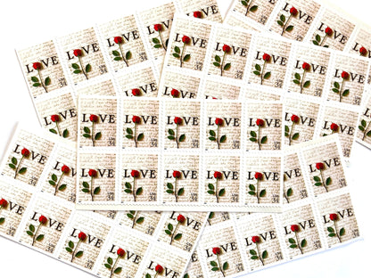 Vintage Unused Love Series Rose & Love Letter Stamps (Wedding, Valentine's Day, Flower) USPS Postage 34c - Heritage Post House