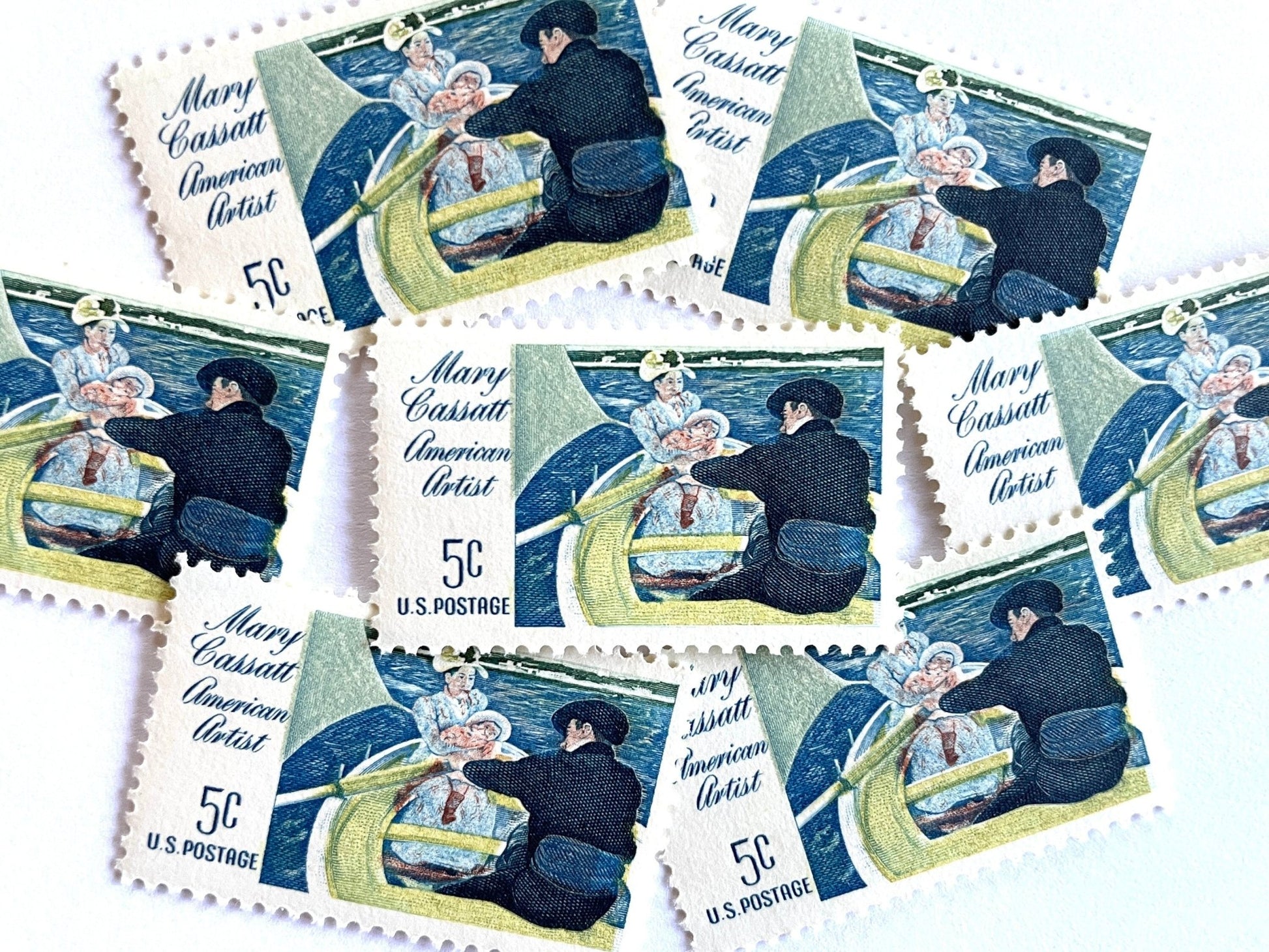 Vintage Unused Mary Cassatt Stamps (Nautical, Rowing, Boat, Victorian) USPS Postage 5c - Heritage Post House