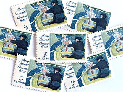 Vintage Unused Mary Cassatt Stamps (Nautical, Rowing, Boat, Victorian) USPS Postage 5c - Heritage Post House