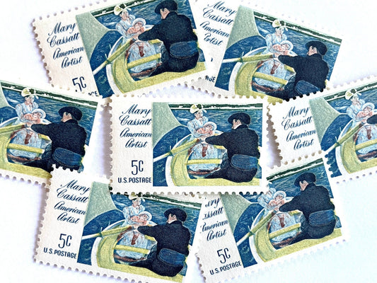 Vintage Unused Mary Cassatt Stamps (Nautical, Rowing, Boat, Victorian) USPS Postage 5c - Heritage Post House