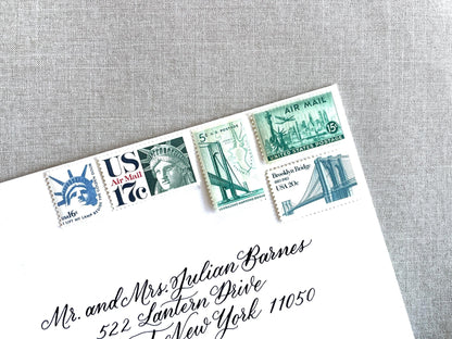 Vintage Unused New York Postage Set of 5 Stamps (For Letters Weighing 1 - ounce ea., NYC, Wedding) USPS Postage 73c - Heritage Post House