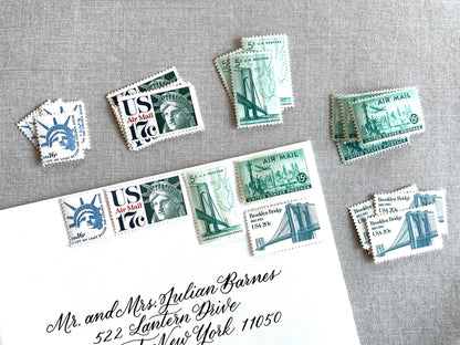 Vintage Unused New York Postage Set of 5 Stamps (For Letters Weighing 1 - ounce ea., NYC, Wedding) USPS Postage 73c - Heritage Post House