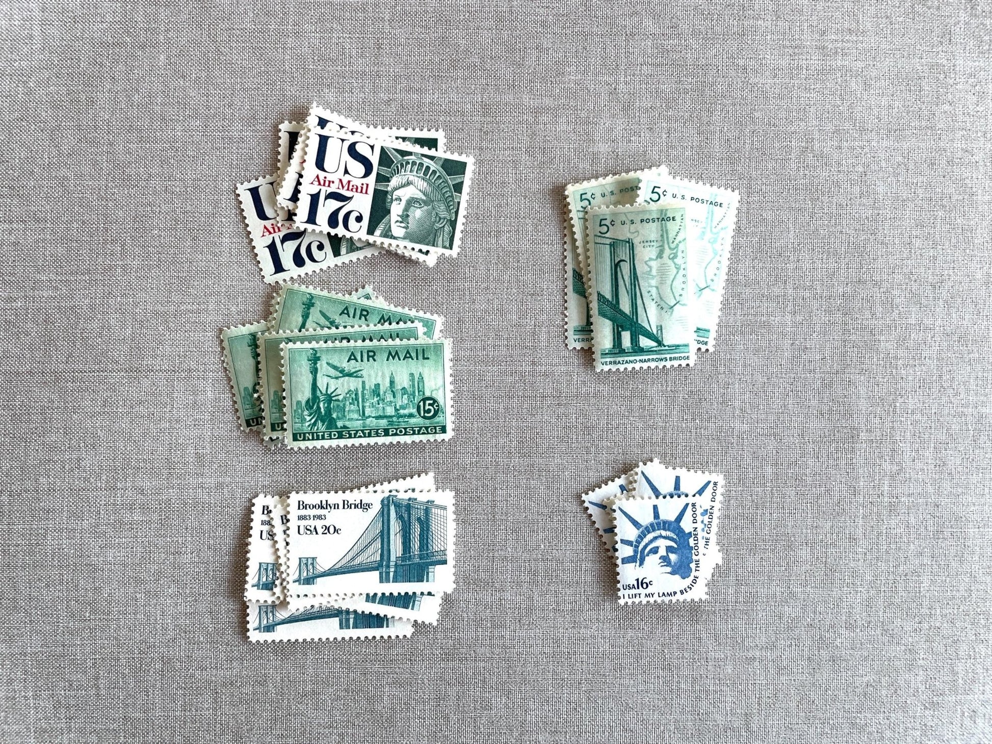 Vintage Unused New York Postage Set of 5 Stamps (For Letters Weighing 1 - ounce ea., NYC, Wedding) USPS Postage 73c - Heritage Post House