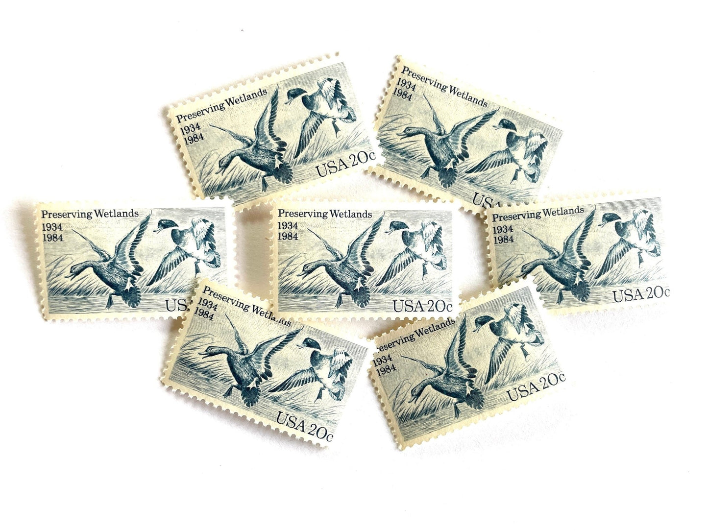 Vintage Unused Preserving Wetlands Stamps (Mallard Duck, Birds, Waterfowl, Preservation, Hunting, Blue) USPS Postage 20c - Heritage Post House