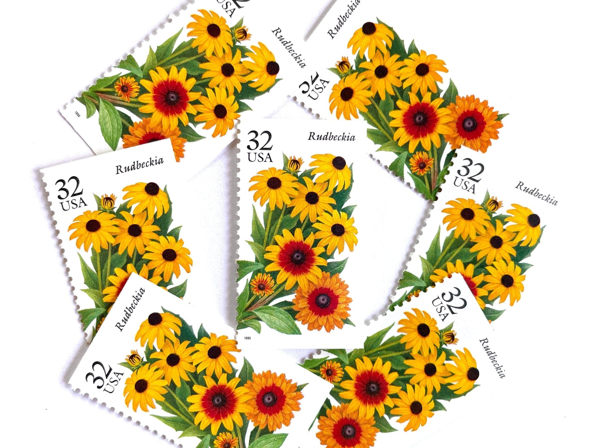 Vintage Unused Rudbeckia or “Black - eyed Susan” Flower Stamp (The Seasonal Garden), USPS Postage 32c - Heritage Post House