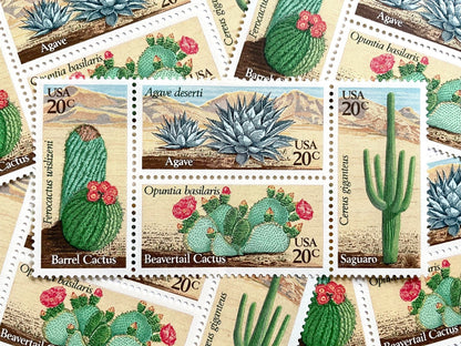 usps succulent stamps Set of 4 Desert Plants Stamps (Cactus , Se-tenant) Vintage Unused USPS – Heritage Post House